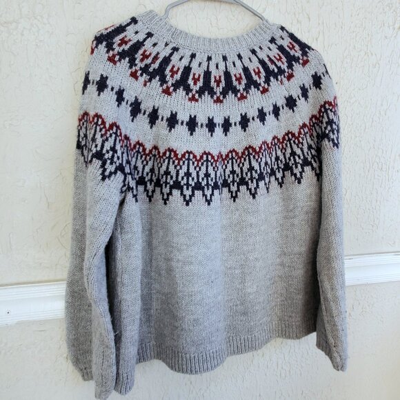 Cozy Fair Isle Blouson-Sleeve Sweater, Old Navy, Women's M, Gray - Picture 5 of 9